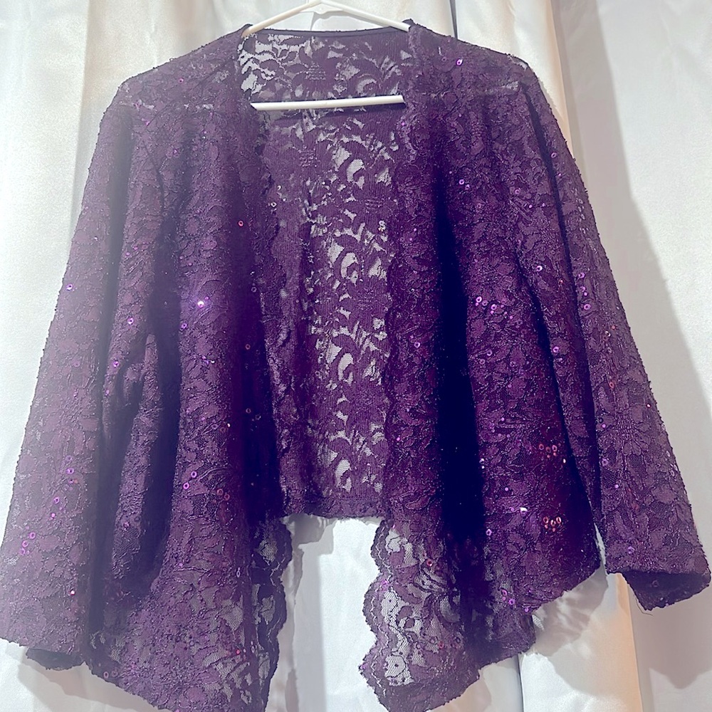 New Women’s Elegant Purple Lace Women's Open Shawl
